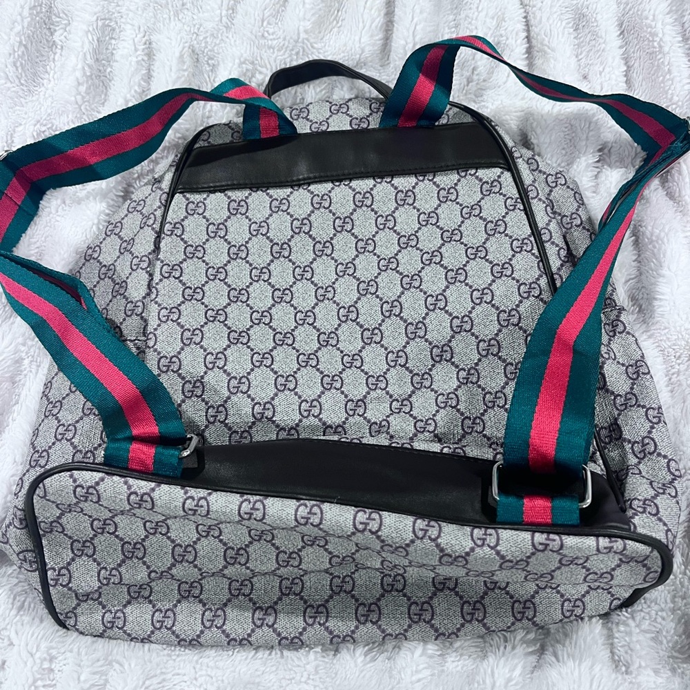Gucci Beige and Green Backpack with Red Stripes - Picture 6 of 10